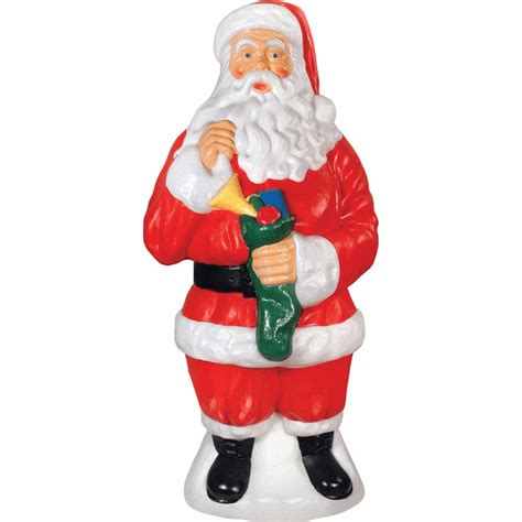 Plastic Molded Santa Tall Iron Christmas Ornament Display Tower in Red.  Plastic Molded Santa